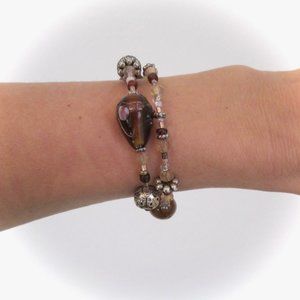 "Circle in the Sand" brown/tan beaded bracelet